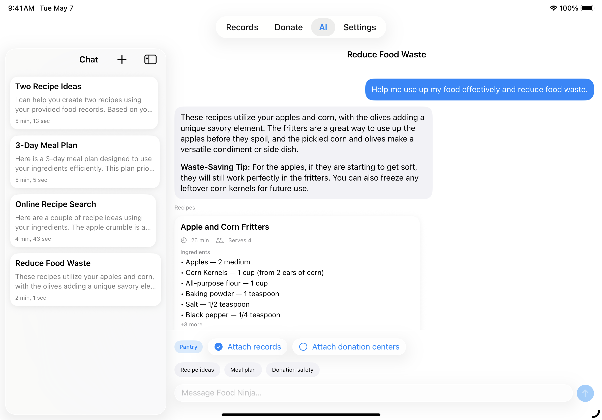 AI recipe and meal plan illustration